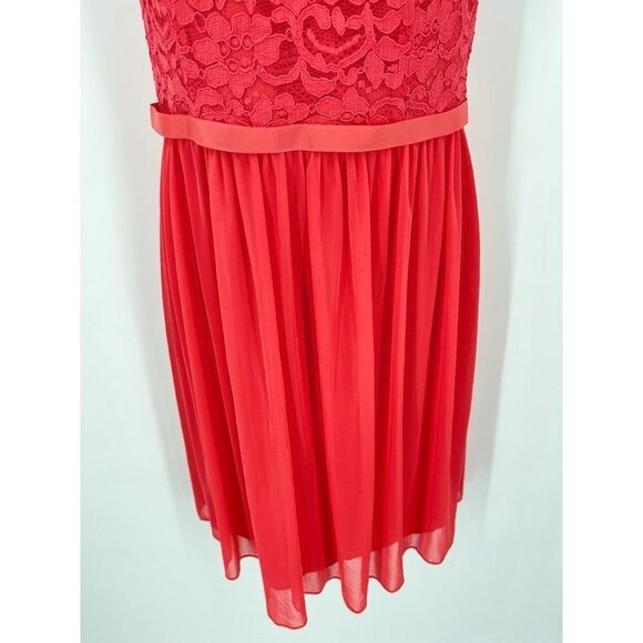 Davids Bridal Halter Dress Lace Top Guava Size 8 Lace Top Knee Length Prom - Picture 3 of 9